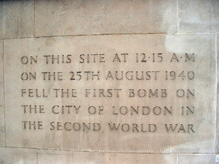 First bomb in the city of London 1940
